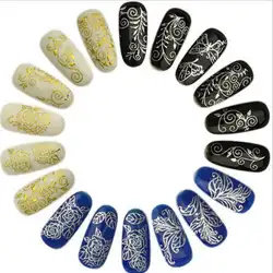 108 шт 3D металлический Цветочный дизайн ногтей наклейки штамповки DIY декоративные маникюрные женские Полые тисненые лаки для ногтей