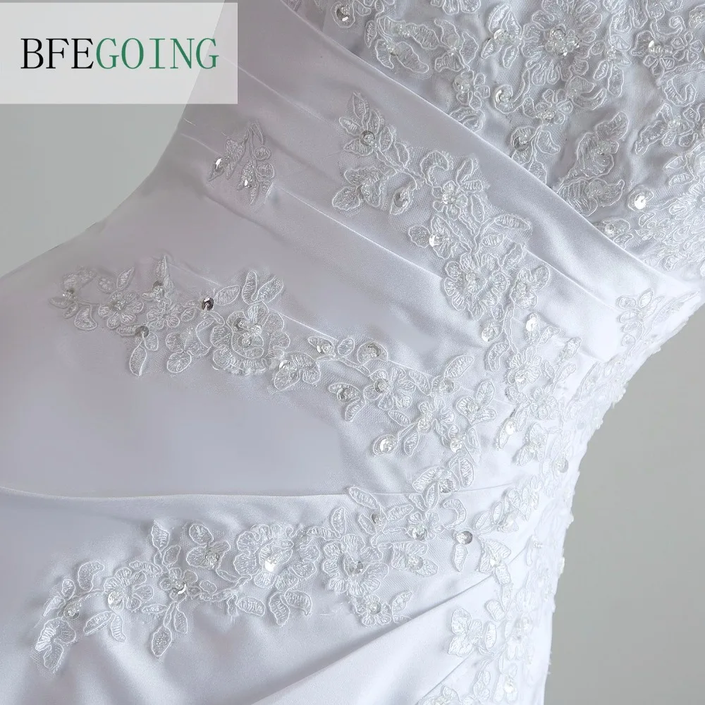 Новое поступление модное атласное свадебное платье трапециевидной формы с широкими бретельками и аппликацией в пол с часовым шлейфом