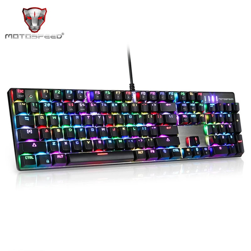 

Motospeed Inflictor CK104 NKRO Gaming Mechanical Keyboard Ergonomic Virtual Keyboards 104 Key With RGB Backlight Gaming Keyboard