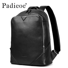 Padieoe 2017 Luxury Geniune Cow Leather Unisex Daypack Backpack Fashion Durable School Bag Bookbag Backpacks for Teenagers