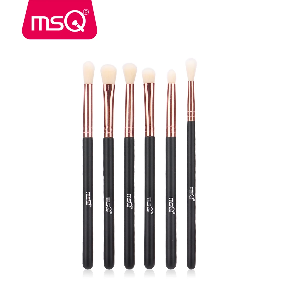 MSQ Makeup Brushes Set 6pcs Synthetics Hair Rose Gold Ferrule Make Up Brushes for Eyeshadow msq