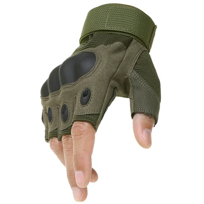 Тактические перчатки с полупальцами для спорта на открытом воздухе, прочные тактические перчатки для мужчин, армейские боевые охотничьи перчатки для страйкбола - Цвет: Зеленый