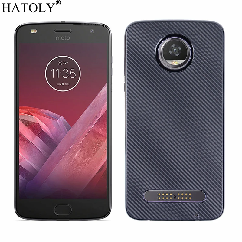 Чехол HATOLY для Motorola Moto Z2 Play Ультратонкий Мягкий чехол из ТПУ и углеволокна задняя