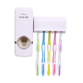 

1 Set Tooth Brush Holder Automatic Toothpaste Dispenser + 5 Toothbrush Holder Toothbrush Wall Mount Stand Bathroom Tools