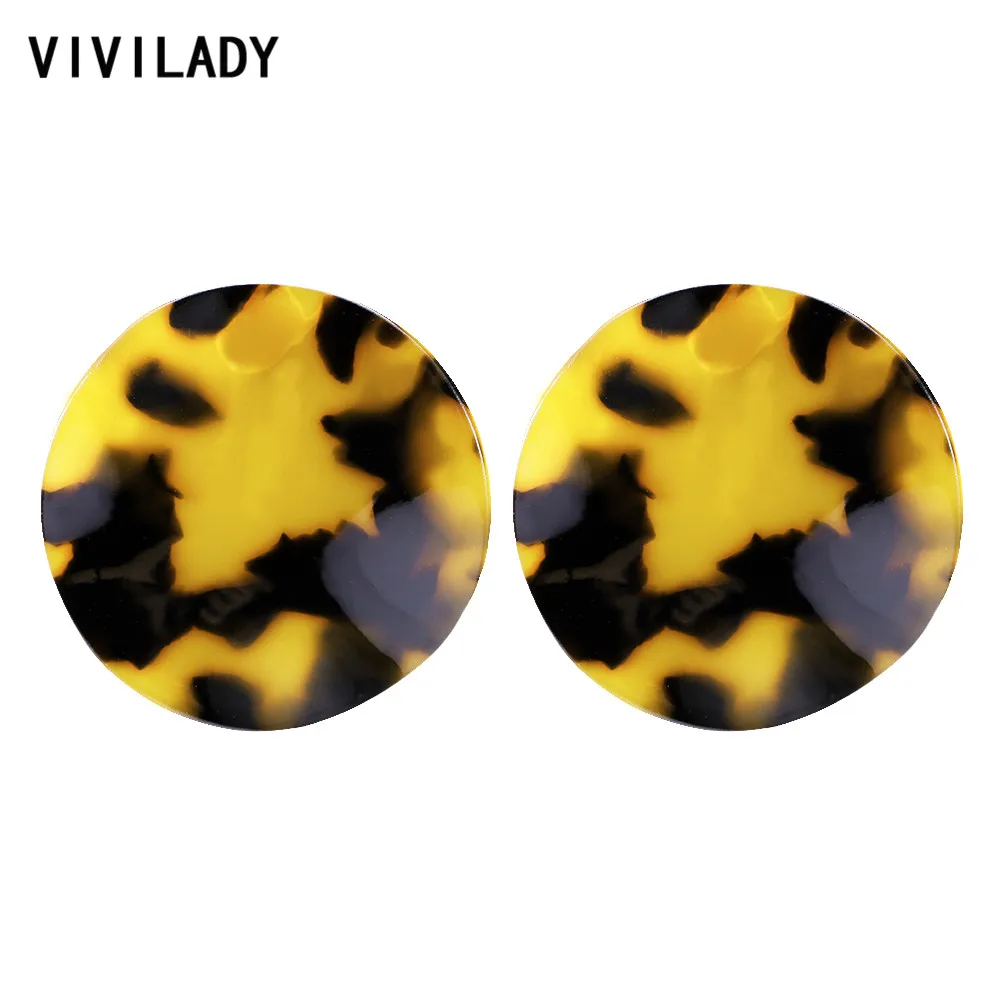 

VIVILADY Simple OL Trendy Acrylic Round Hoop Earrings Brand Hot Sale Acetic Acid Tortoiseshell Women Party Jewelry Brincos