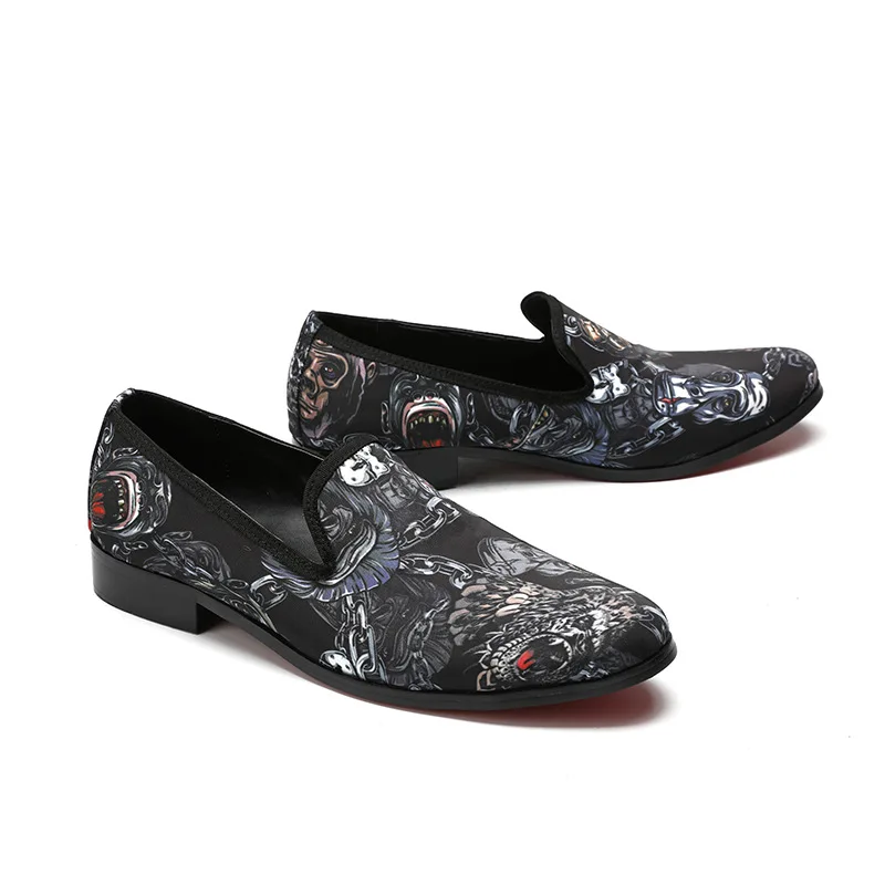 

Personality Fashion Printing Men's Leather Shoes Casual Party Set Foot Shoes Men's Flat Shoes