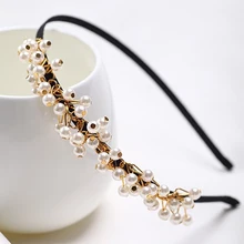 Новинка, Корейская элегантная лента для волос с искусственным жемчугом для девочек, аксессуары для волос, Женская повязка на голову, свадебные украшения для волос