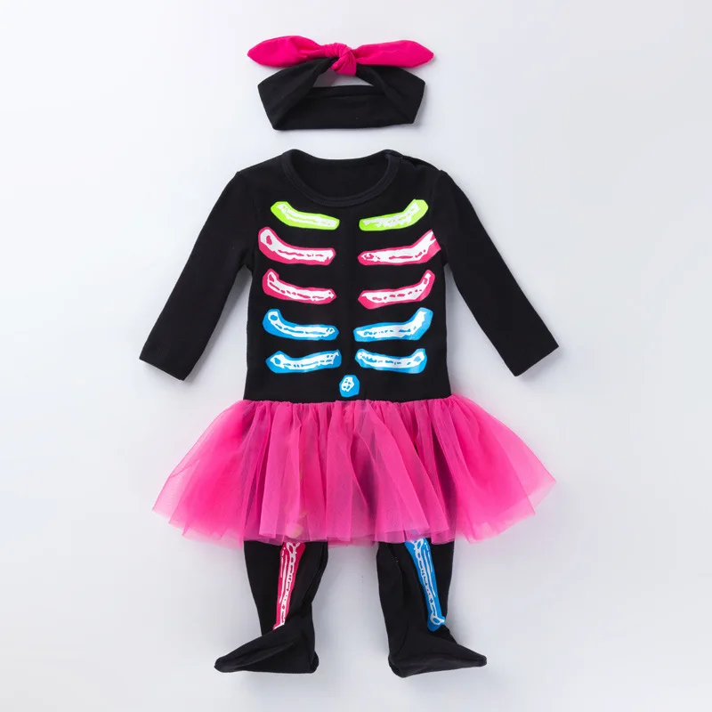 

2019 Infant Romper Baby Boys Girls Jumpsuit New born Clothing Voile Toddler Baby Clothes Skeleton Baby Halloween Costumes