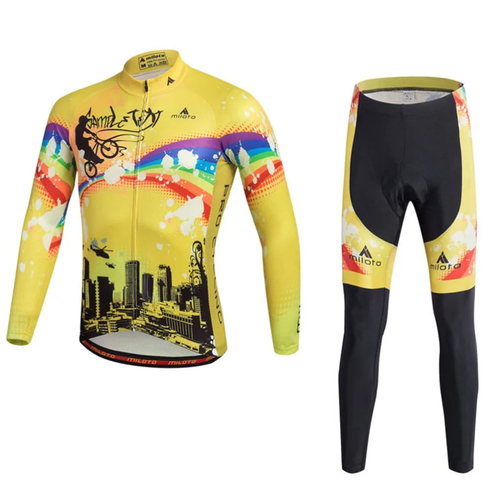 Buy Yellow Men's Cycling Jerseys Long Pants Set / Bike
