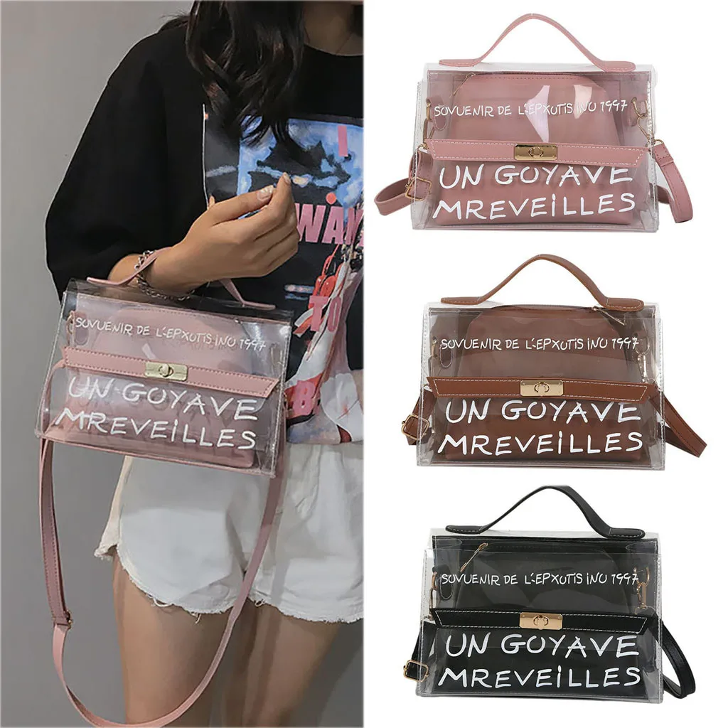 

Transparent Women Bags Fashion Zipper Messenger Bags Inner Pocket Fashion Versatile Diagonal Shoulder bags for women 2019