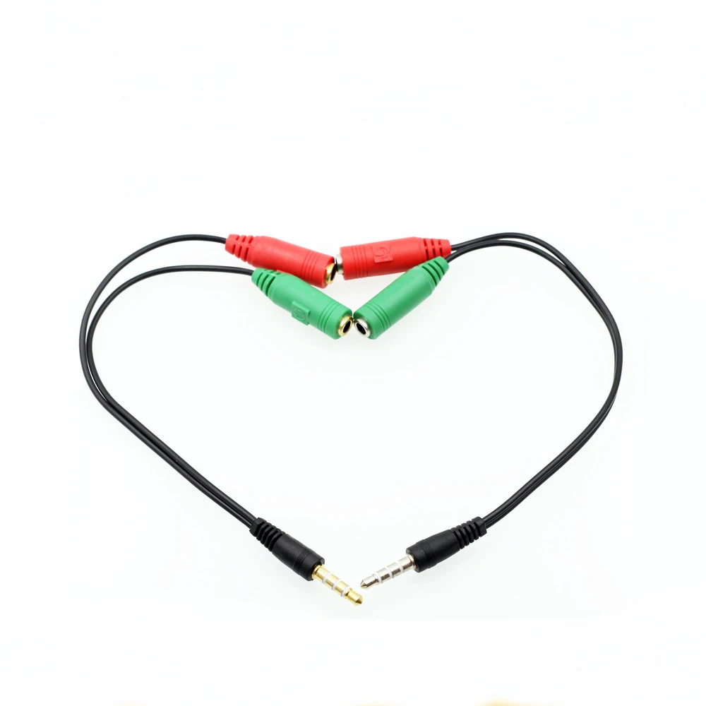 100pcs lot 3 5mm Jack 1 Male to 2 Female Headphone Stereo Earphone Audio Splitter to Micrphone Adapter Cable For Phone 6 5S 4S