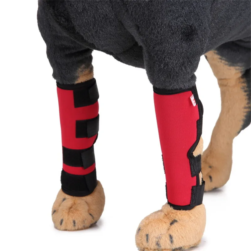 1 пара наколенников для домашних животных, для собак, для задней ноги, для суставов, поддержка, фиксатор, защита, дышащий, для восстановления травм, для ног, для собак, защита, поддержка - Color: Red
