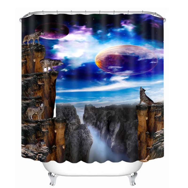 Водонепроницаемая занавеска для ванной душа с 3D принтом звездного неба