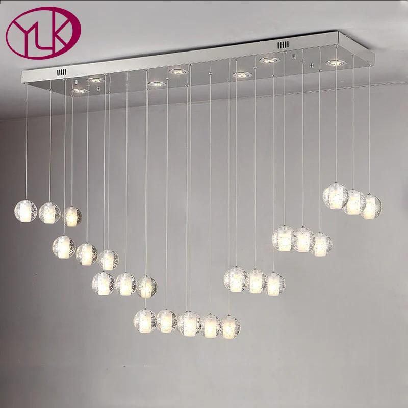 

Rectangle Design Modern Crystal Chandelier For Dining Room Large Bar Hanging Lighting Fixture Lustre Home Decor Cristal Lamps