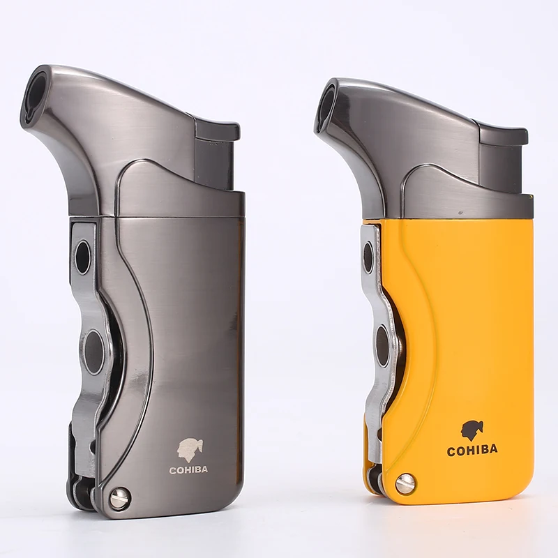

COHIBA Gadget High Quality Tirbo Lighter Beautiful Metal Windproof Torch Jet Flame Cigarette Cigar Lighter W Double Cigar Punch