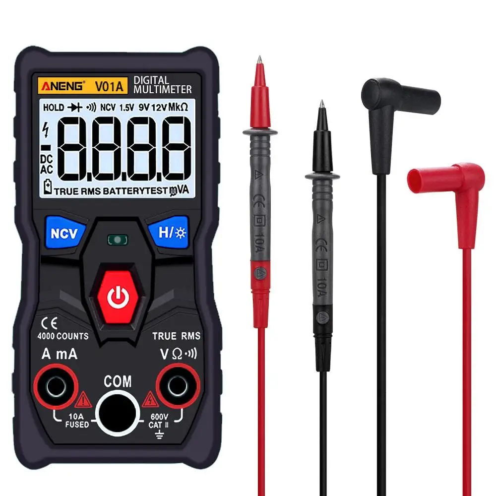 

ANENG V01A Digital True RMS Multimeter Tester Autoranging Automotriz Multimeter With NCV Data Hold LCD Backlight+Flashlight