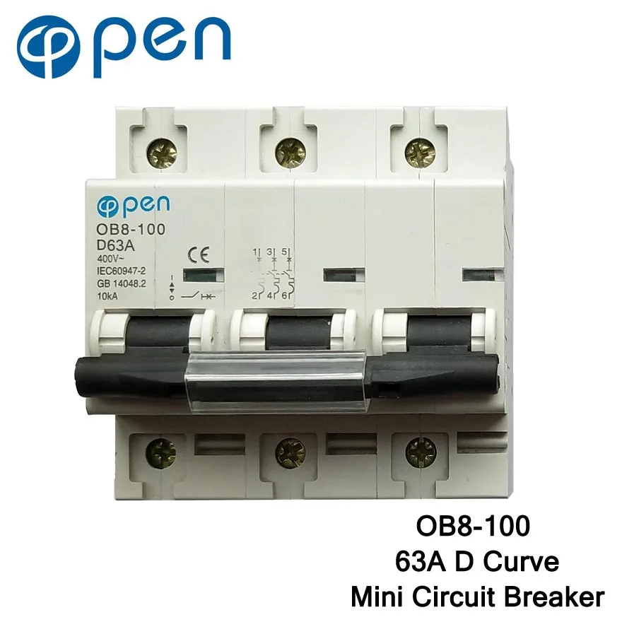 

OB8-100 Series Mechanical Mini Circuit Breaker MCB 63A 3P D Curve High Breaking Capacity for Overload Protection