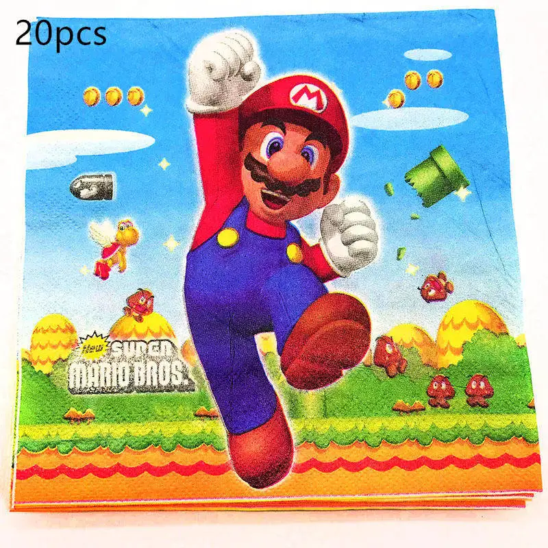 

20pcs/pack Super Mario theme disposable napkins Mario theme birthday party decorations Mario Bros theme napkins