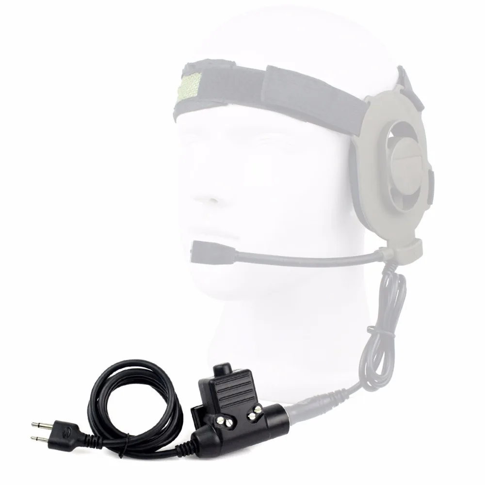 Тактический кабель U94 PTT для Icom Kenwood Midland Baofeng Talkie Bowman Elite II Headest Military Standard Airsoft