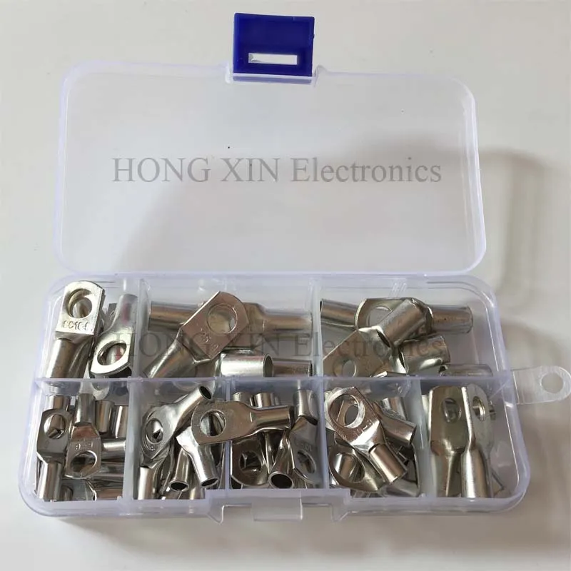 

60pcs/set Tinned Copper Cable lugs Battery Terminals set Wire terminals connector SC10-6 SC16-8 SC25-8 Open Lugs Terminals