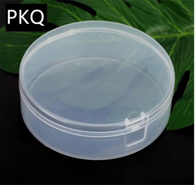 1pcs 9.2*3cm Round Plastic Box With Lid Mini Jewelry Display Storage Organizer Mini Makeup