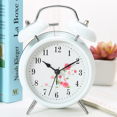 Большие 4 дюймовые креативные часы персональные отключить будильник металлические цифровые ночники настольные часы колокольчик - Цвет: 4inch white