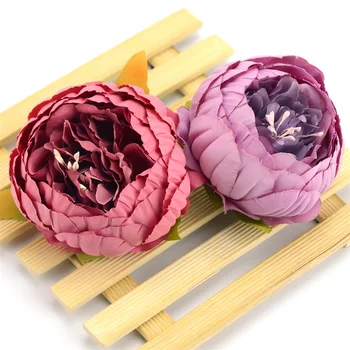 

6pcs Large European Silk Peony Heads Fall Vivid Fake Leaf Artificial Flowers For Wedding Home Party Decoration Cheap Fake Flower