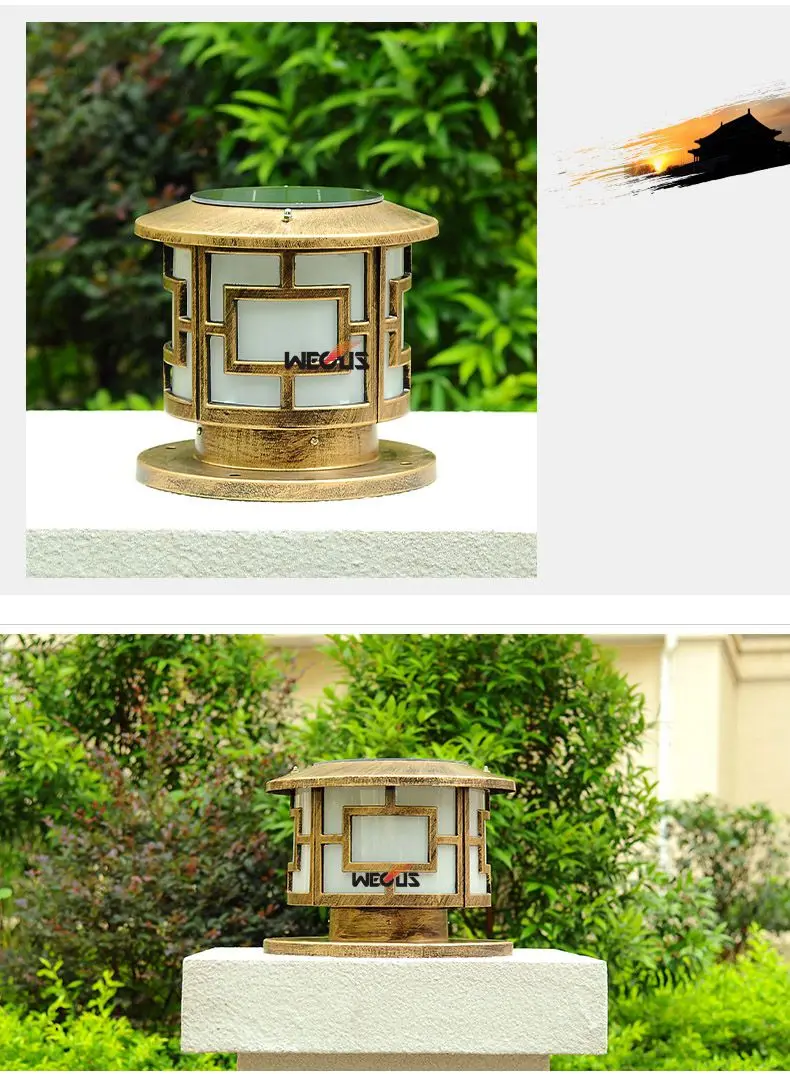 Jardim ao ar Luz à Prova Pilares Solares Circulares Dwaterproof Água Parede Pilar Lâmpada Villa Livre Paisagem Luzes D30x25cm 3 w Led 7 solar pillar
