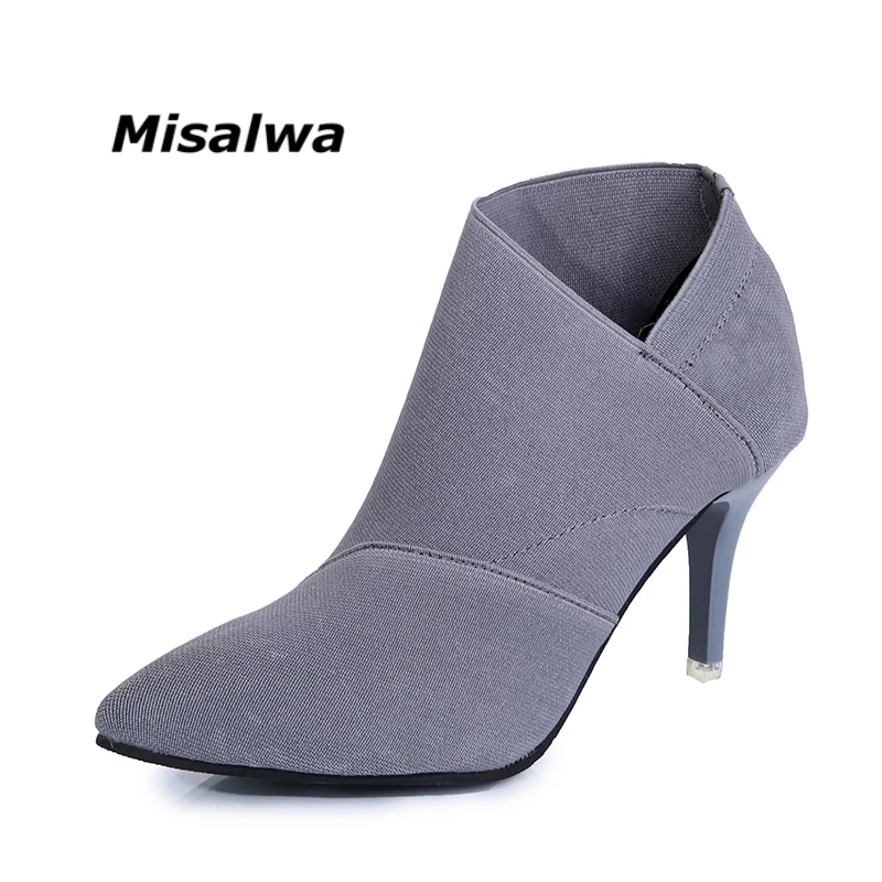 

Misalwa 2019 New Autumn Winter Women Boots Sexy Pointed Toe Thin High Heels Ankle Boots For Ladies Big Size Drop Shipping