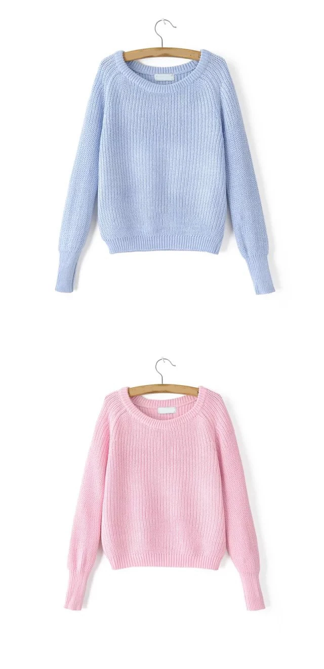HCYO 2018 Autumn Winter Sweater Women Solid Color Female Pullover Jumper Long Sleeve O-Neck Knitted Tops Out (6)