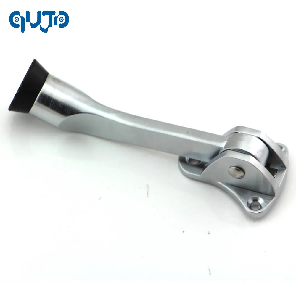 CHICOO Door Fittings Zinc Alloy Feet Kickdown Door Stopper Satin Chrome Lever Holder Rubber Stop Hardware door buffer