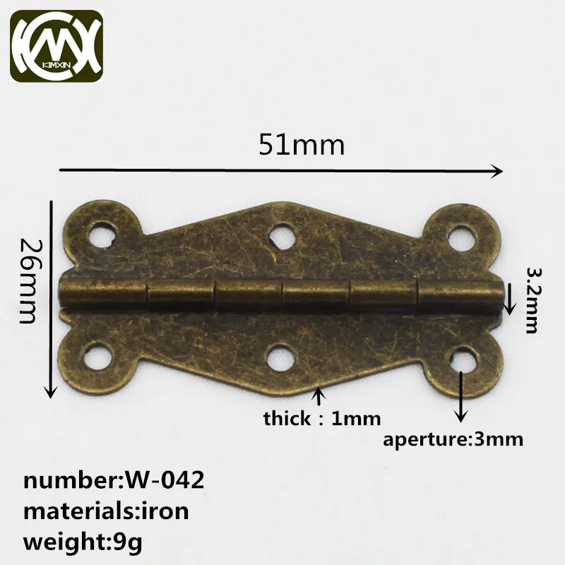 Koop KIMXIN Hardware fabriek De antieke houten doos scharnieren Groen brons 51mm Open de 180 graden W 042 Uitgerust met schroef