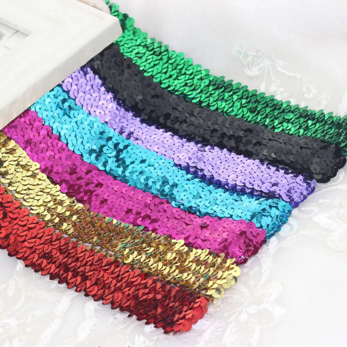 

10 yards/lot 30mm Width DIY Spangle Fabric Shiny Sequin Ribbon For Latin Dance Dress Decoration Sewing Lace Trim