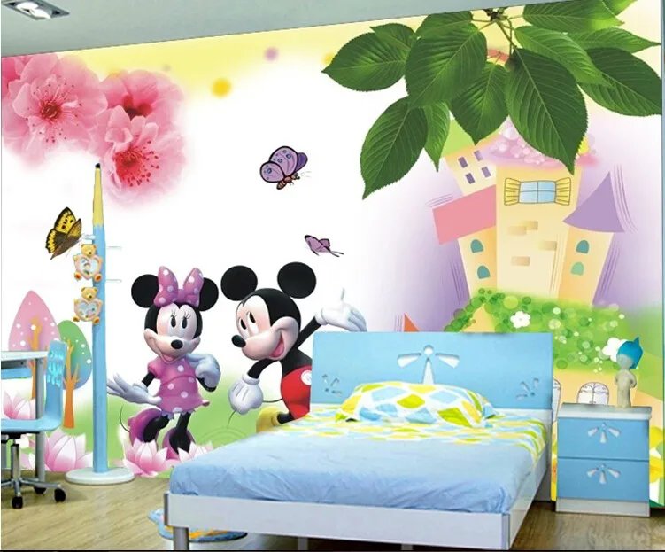 Grande murale 3d m le fille dessin  anim  chambre  d  enfants 