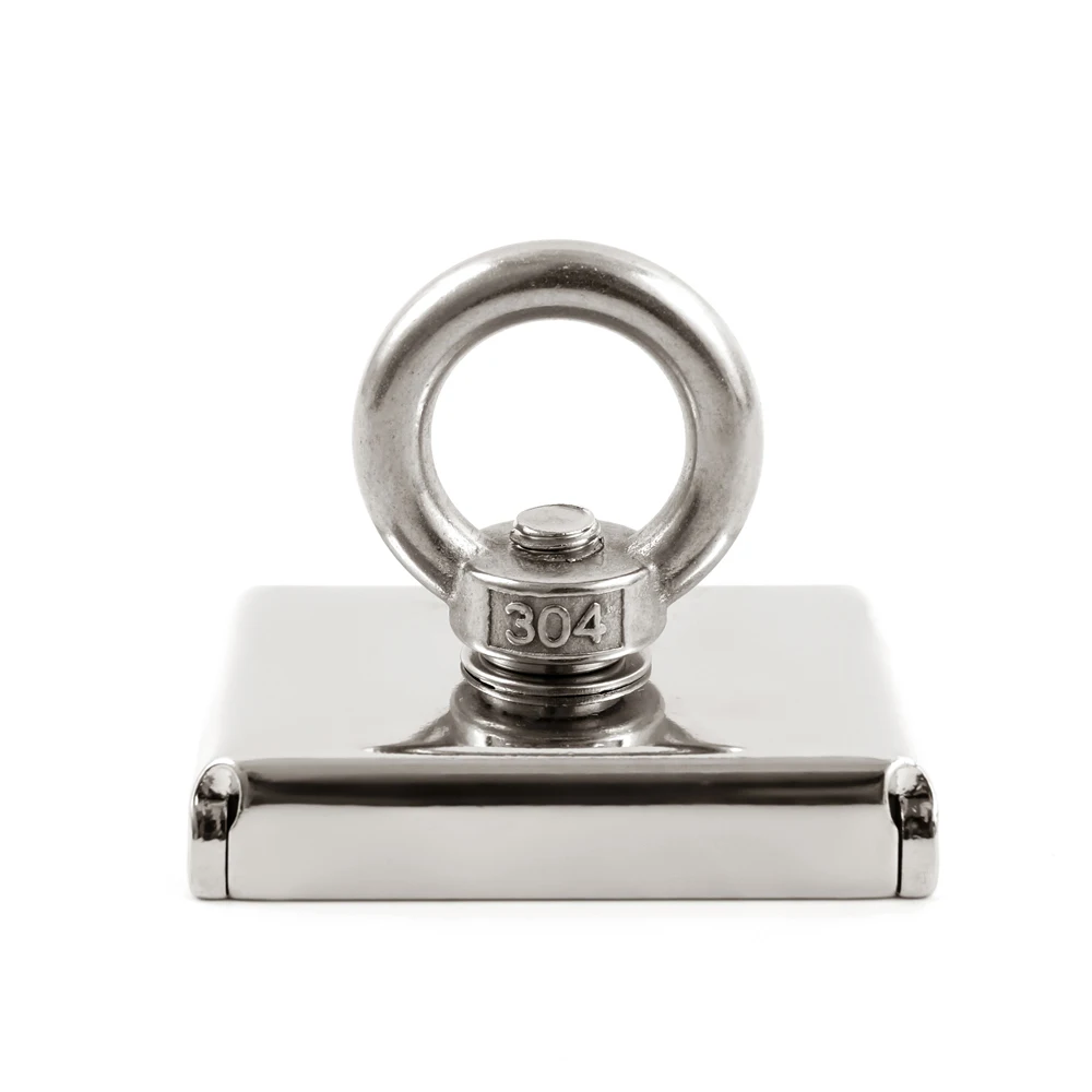 

U-JOVAN 1pc Rectangle Super Strong Neodymium Magnet Sea Fishing Salvage Magnet with Eyebolt 65KG
