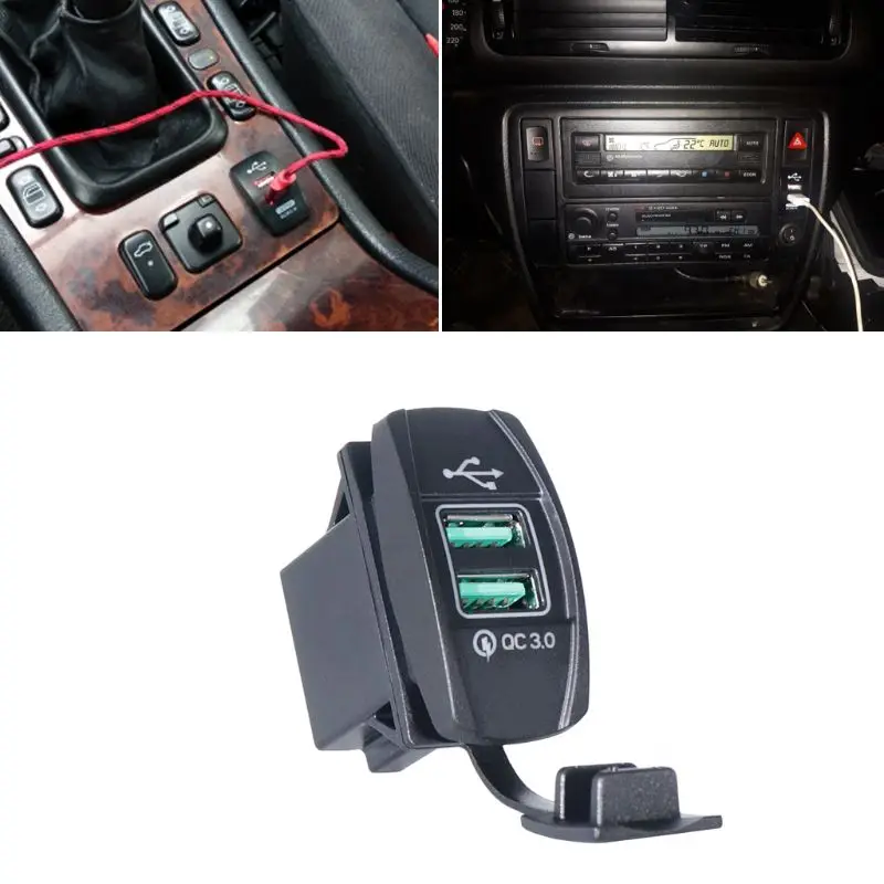  DIY Dual USB Quick Charge 30 LED Schnelle Ladegerät Power Adapter für 12 V/24 V Auto Boot Motorrad 