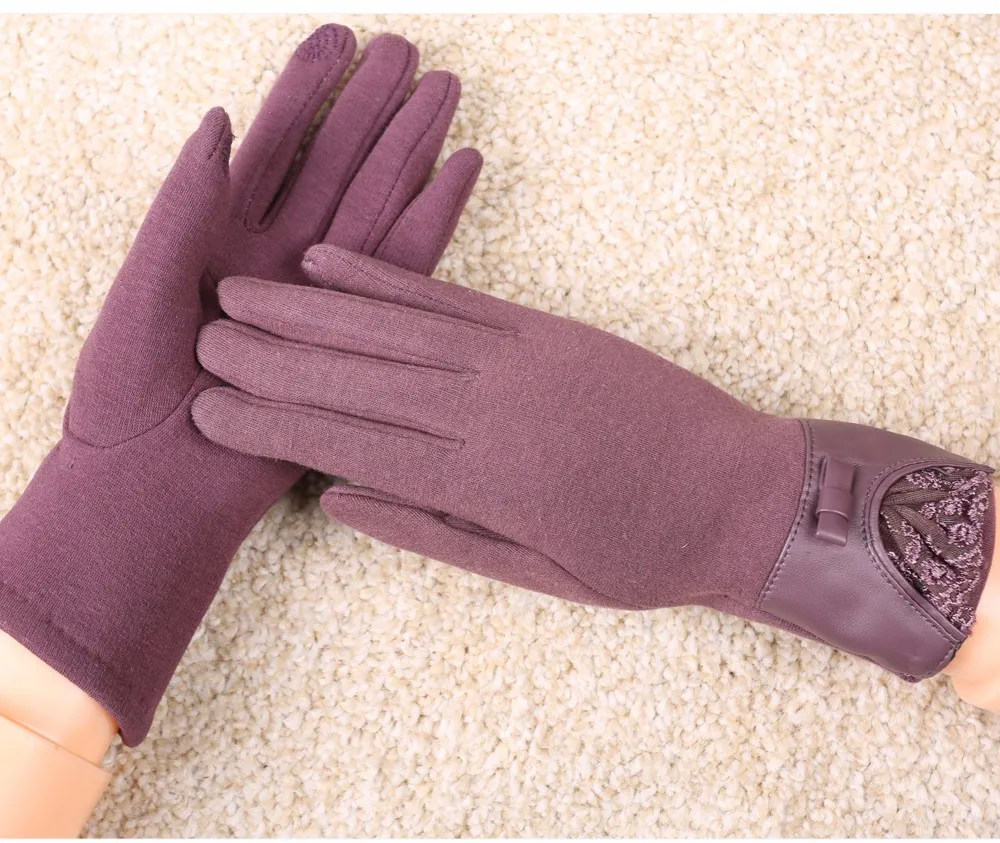 Трикотажные зимние перчатки женские зимние кашемировые перчатки женские модные кружевные красные перчатки для сенсорного экрана женские перчатки без пальцев