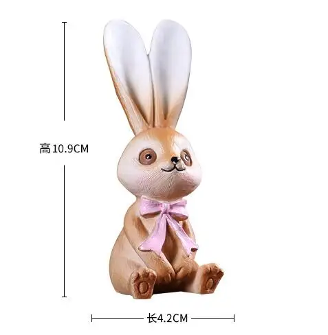 Украшения для сада кролика из смолы, милые миниатюрные фигурки маленького кролика, подарок на день рождения, настольные украшения-кролики - Цвет: Style 4