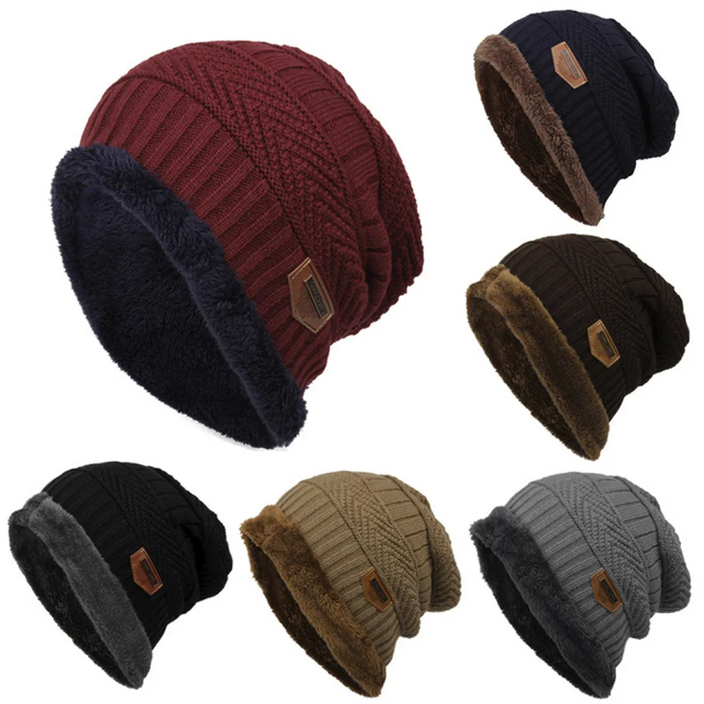 

Fashion Fleece Contrast Colors Knitted Warm Winter Hats For Women Men gorro sombrero hombre gorras mujer chapeau homme men hat