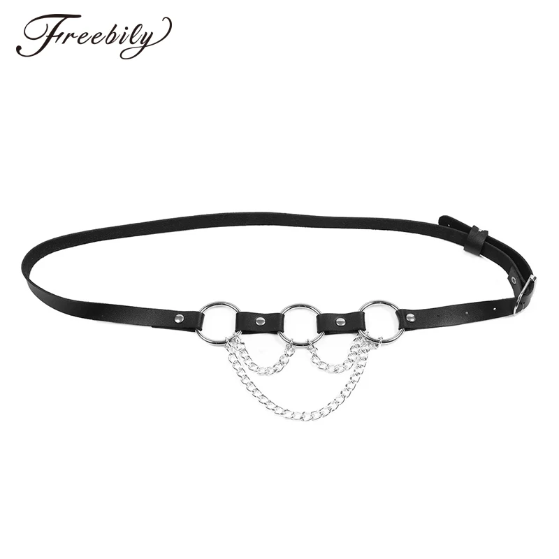 Women Fashion Gothic Punk Rock Metal Circle Ring Chain Design