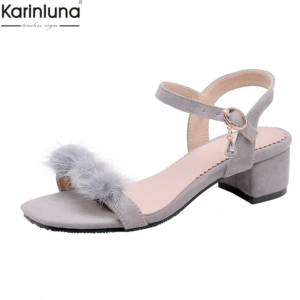 

Women Shoes Big Size 32-46 Flock Ankle Strap Sweet Party Summer Sandals Shoes Woman
