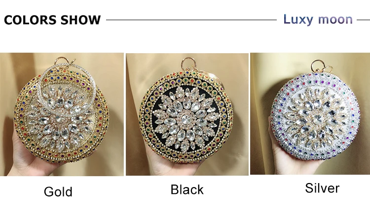 Color Display of the Luxy Moon Round Rhinestone Evening Bag