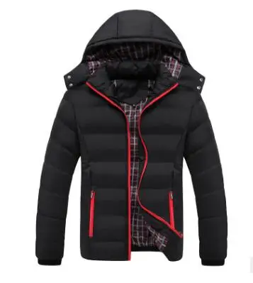 

2018 New Winter coat men's cotton-padded jacket with cap slim outwear men's solid color thickened down cotton-padded