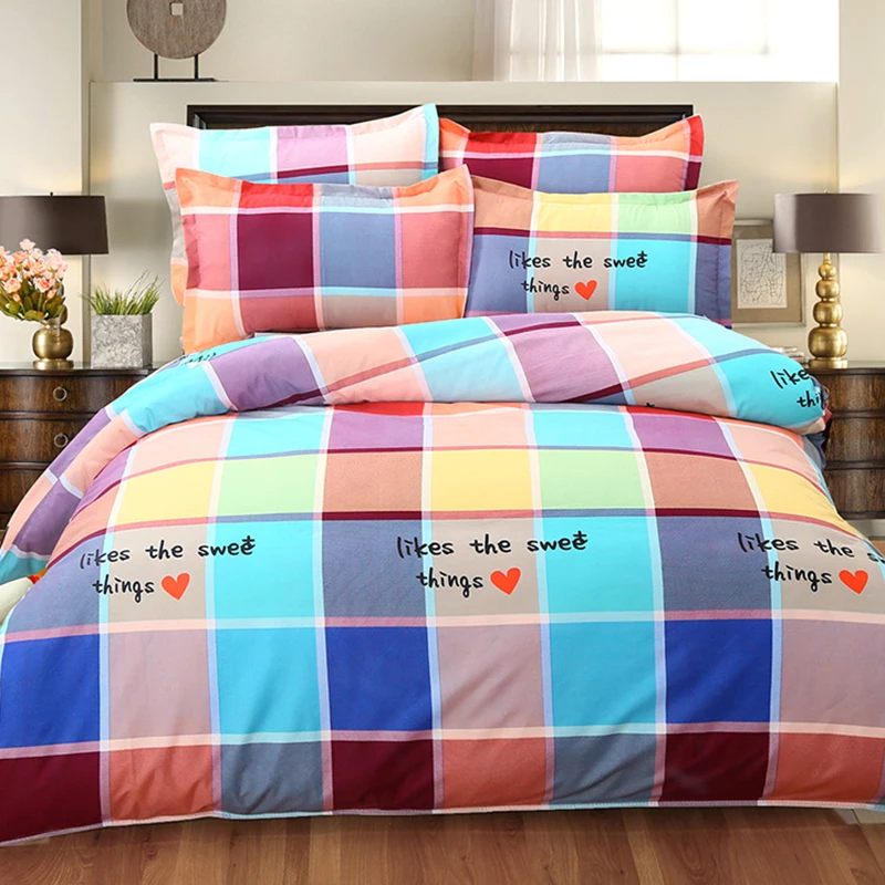 Bear Plaid 4 Pcs Bedding Sets King Queen Double Size Duvet Cover 6 Bear Plaid 4 Pcs Bedding Sets King Queen Double Size Duvet Cover 6 7 Feet 1 8m 2 0m Bed Sheet Pillowcase Bedlinen Set Bedclothes In From Home