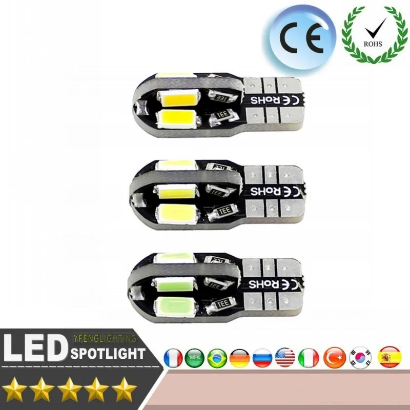 Светодиодный светильник T10 8smd 5630 5730 светодиодный Автомобиль Canbus НЕ OBC ERROR W5W 194 SMD