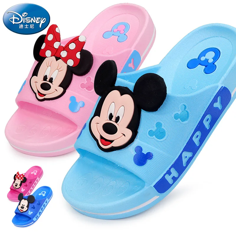 Disney Микки для мальчиков и девочек детские летние домашние тапочки и открытый детские Ванная комната Нескользящие сандалии и тапочки