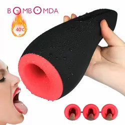 Секс-магазин Отопление оральный мастурбатор чашка глубокое горло пенис массажер Мужской электромаструбатор вибратор секс-игрушки для