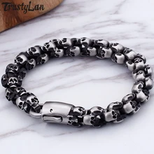 Шарм череп голова мужской браслет мужские готические мужские браслеты и браслеты панк Рок дружба нержавеющая сталь Байкер ювелирные изделия человек