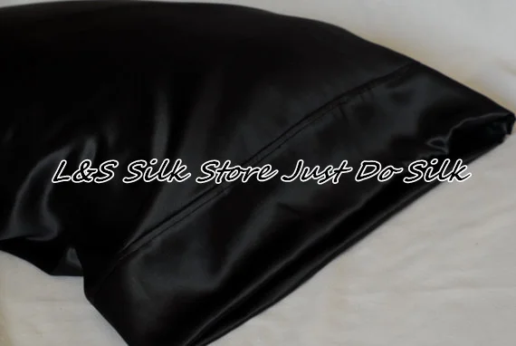 Наволочка из чистого шелка, стандартный размер, черный цвет, подходит для ухода за кожей и волосами Stardard queen King size ls1503-1