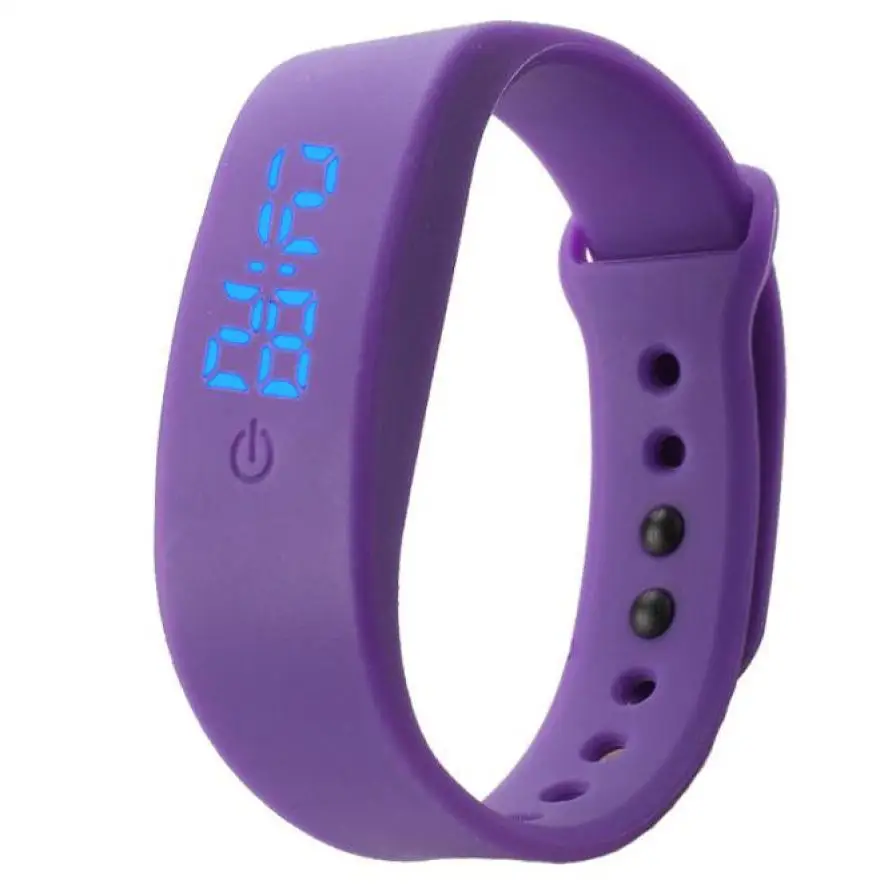 TZ#501 женские мужские резиновые светодиодный часы Дата спортивный браслет цифровые наручные часы - Цвет: Фиолетовый